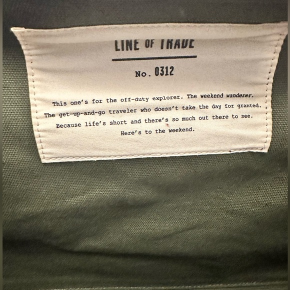 Canvas Weekender Bag LINE OF TRADE Olive Green Canvas Leather Trim - NWOT - Picture 10 of 13